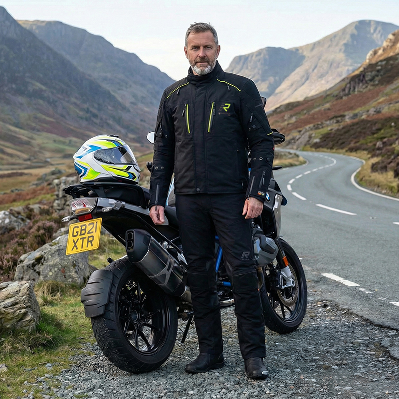 Guy wearing 2026 Rukka Nivala on stunning road